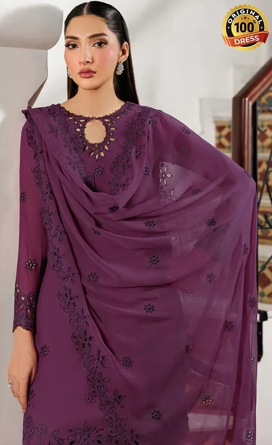 Zarif PK Emberoidered Chiffon Wadhai Dress (2)