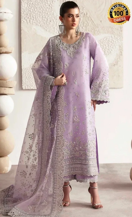 Akbar Aslam Embroidered Silk Champagne Dress (2) Akbar Aslam Embroidered Silk Champagne Dress (2)