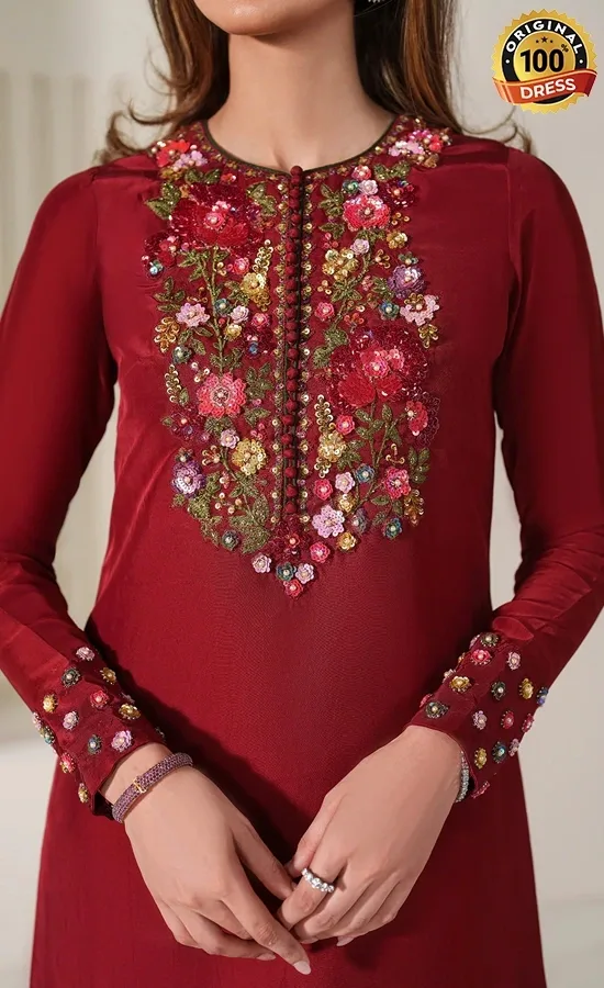 Iznik PK Embroidered Ramen Silk UE-612 Dress (1)