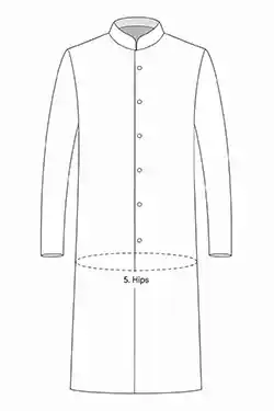 Sherwani hips measurement guide showing where to measure around the hips