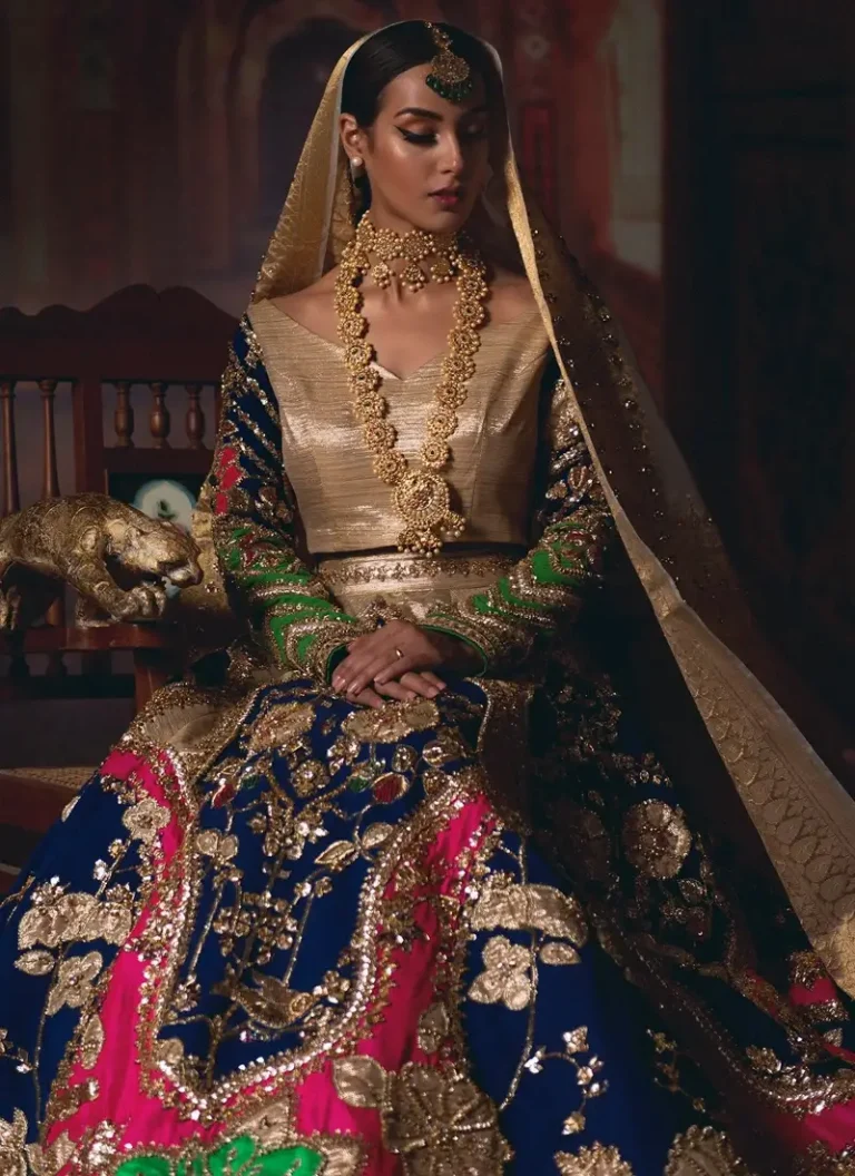 Ali Xeeshan blue lehenga with pure hand embroidery and elegant bridal embellishments
