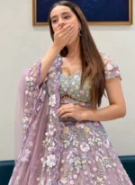3D Floral Lehenga Choli in Dusty Mauve Video