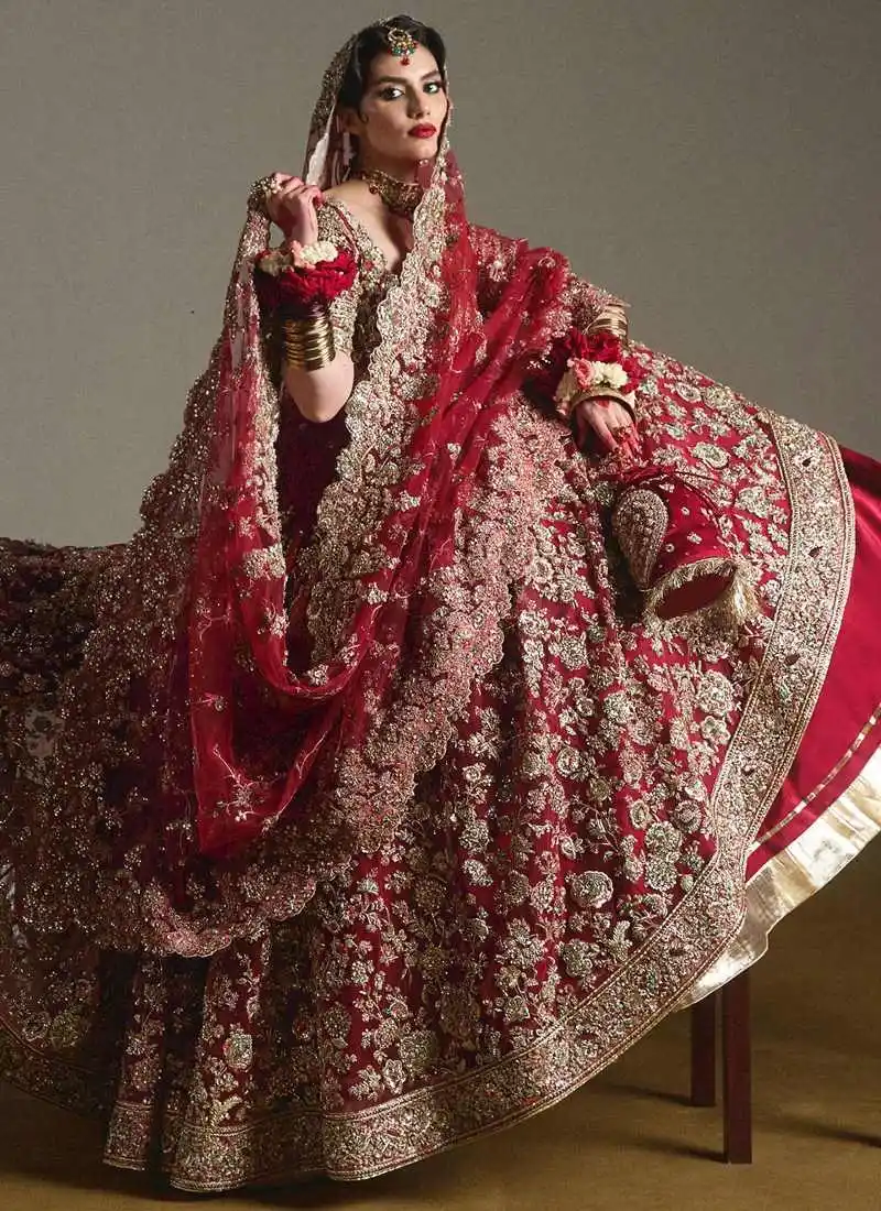 Hussain Rehar Red Lehenga (1)