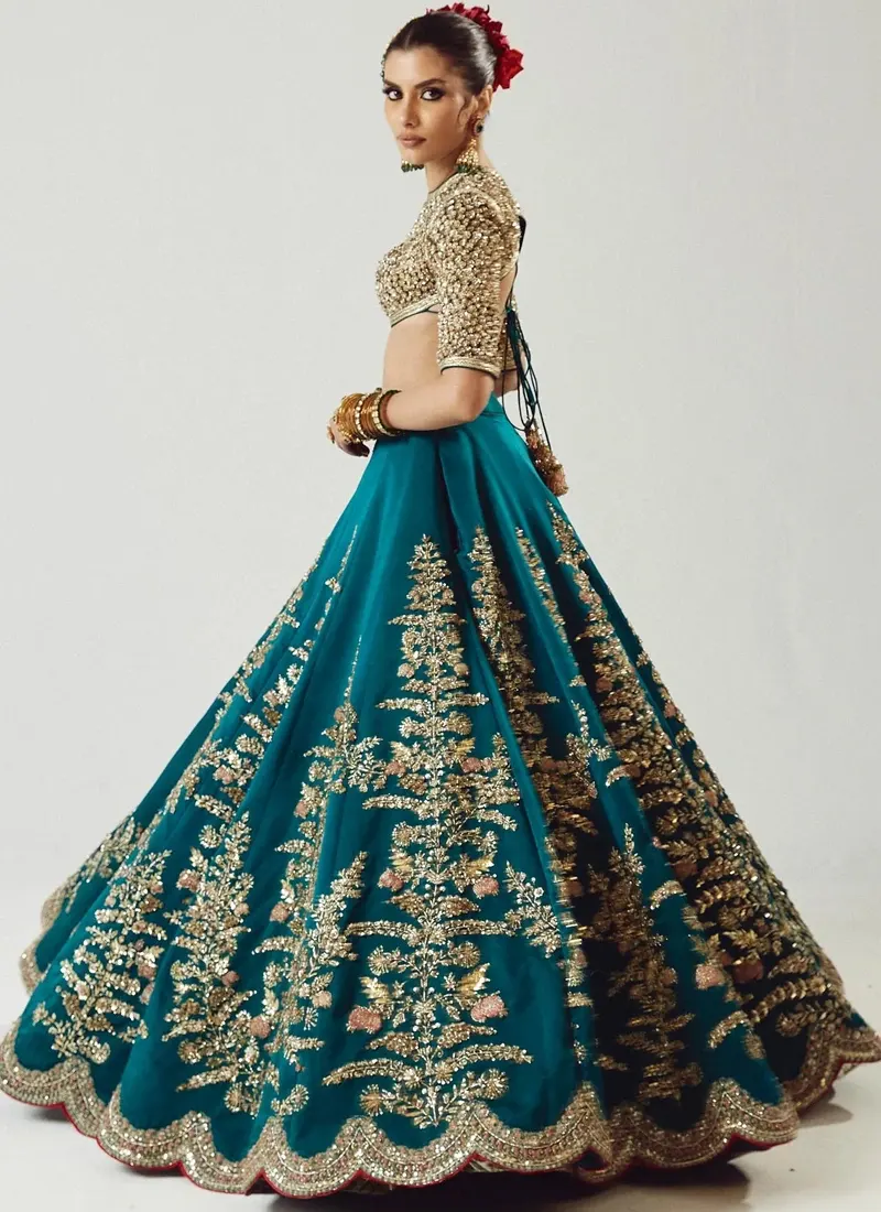 Hussain Rehar Zinc Blue Lehenga (4)