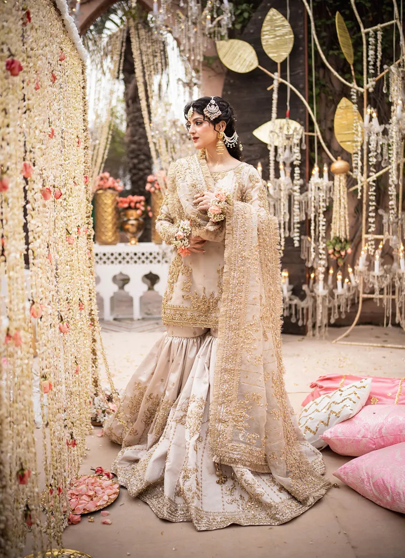 Ivory Organza Gharara for Bride 3