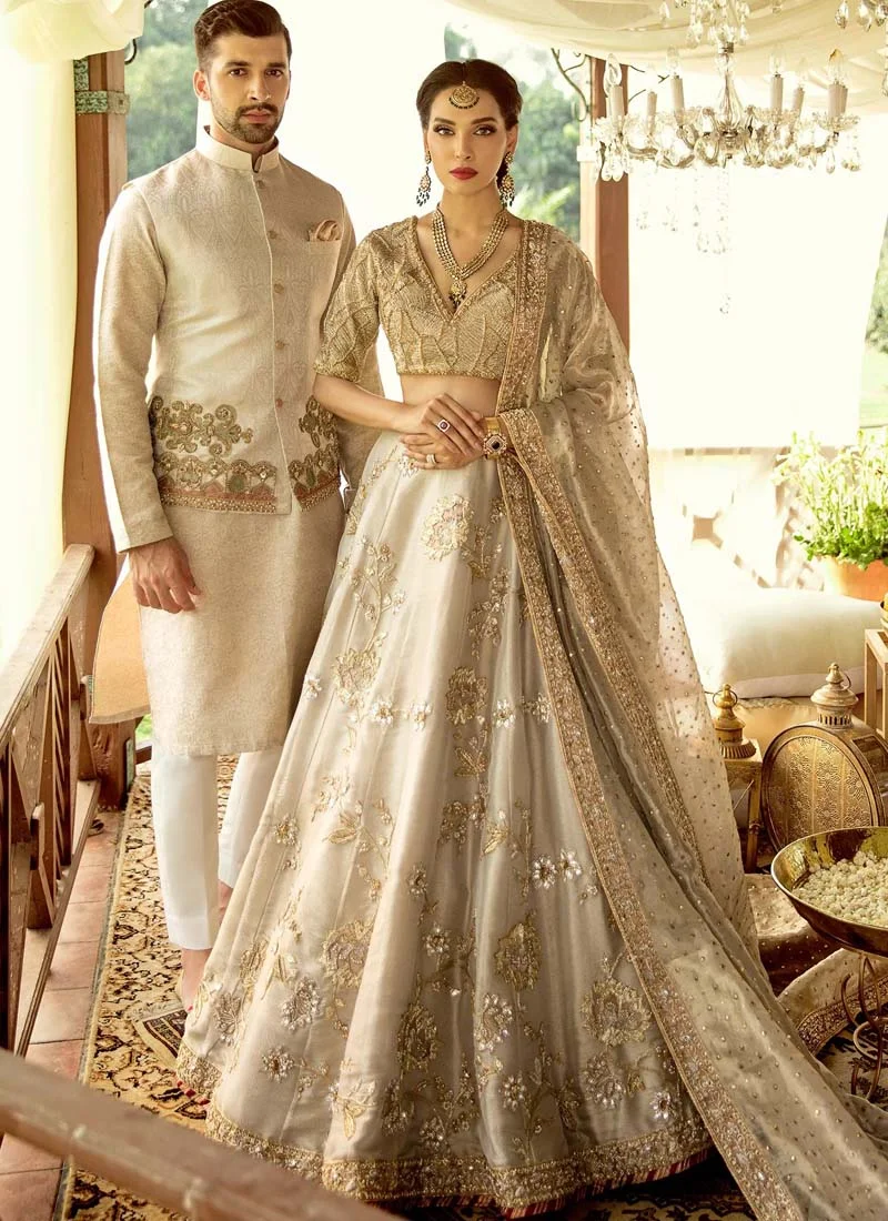 Sadaf Fawad Khan Silver Gold Lehenga (Inspired Version)