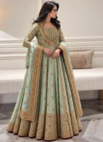 Sage Green Formal Angrakha Dress Video