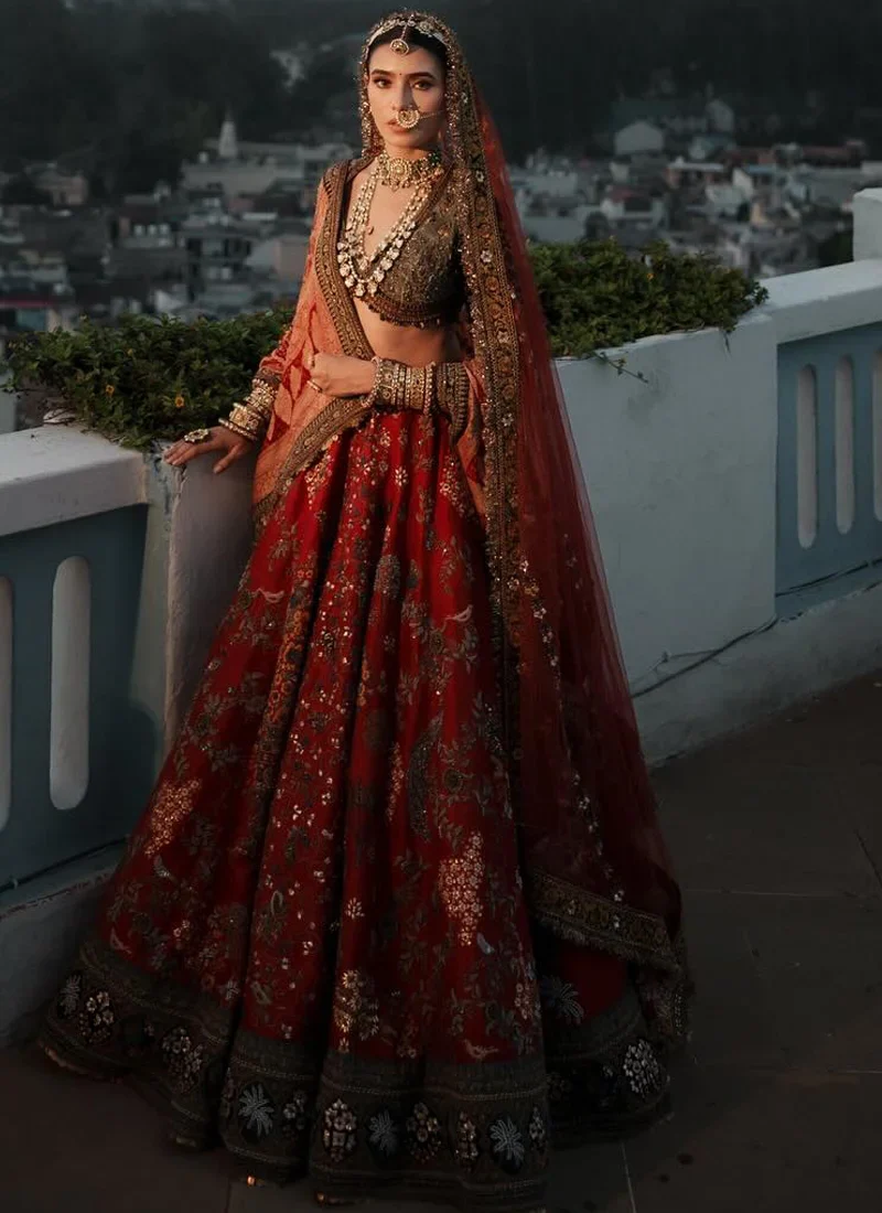 Red and Green Bridal Lehenga Choli Video