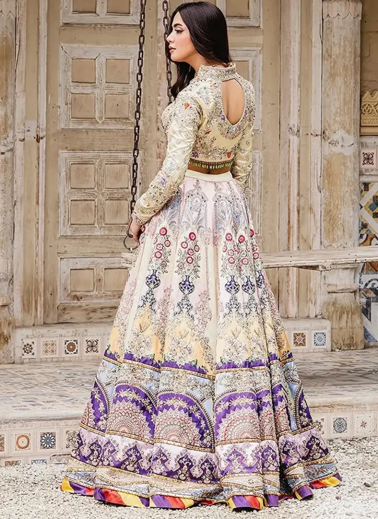 Walima lehenga for bridal ceremony with intricate hand embroidery and graceful formal styling
