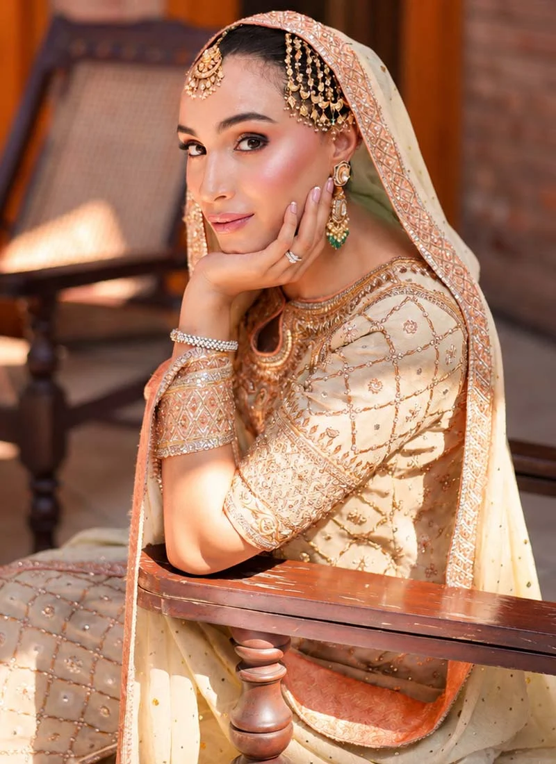 Ivory Wedding Guest Long Shirt Trousers Suit with Floral Diamond Jaal Video